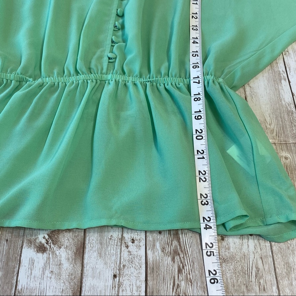 Mint Green Sheer Long Sleeve Blouse w/ Rose Lace- size S - Picture 5 of 12